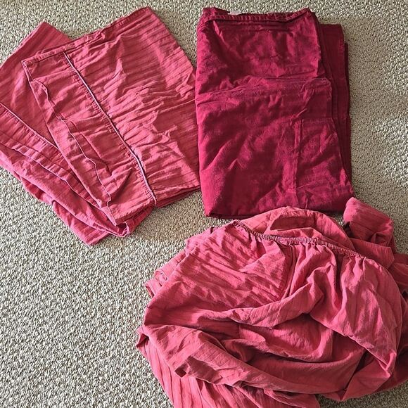 Queen Ensemble Red Cotton Top queen set in show sheet sheets set 100% cotton - Picture 1 of 15
